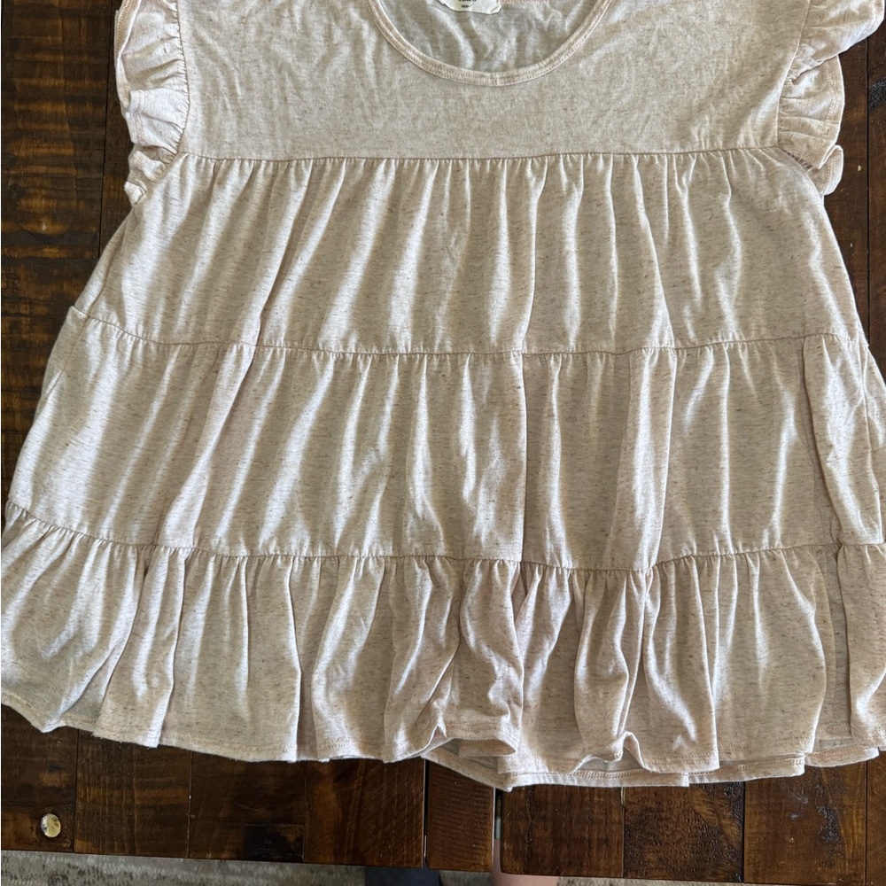 Entro Cream Tiered Blouse with Ruffled Sleeves